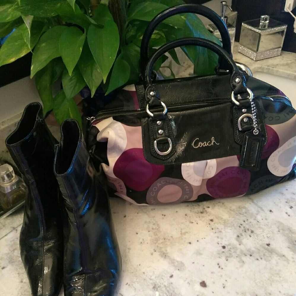 Authentic Coach Satin/ Patent Leather Satchel